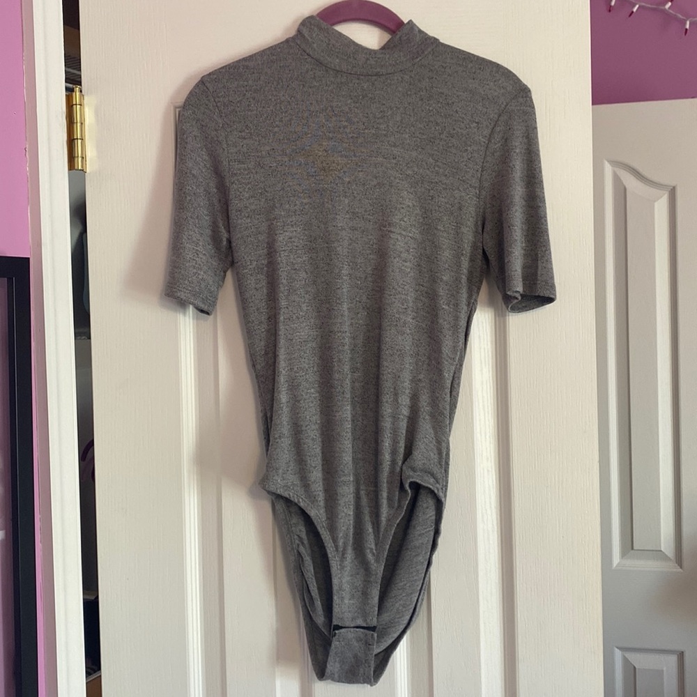 Grey bodysuit with open back
